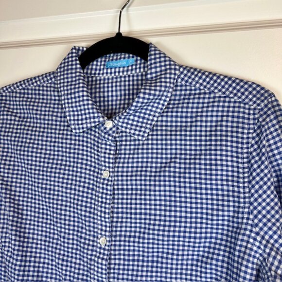 J.McLaughlin Blue Gingham Check Cotton Button Down Shirt Women’s Medium - Picture 4 of 6